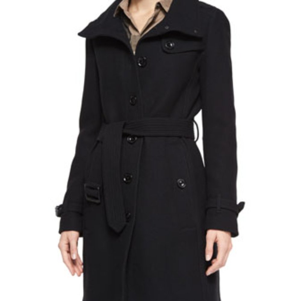 NWT Burberry Rushfield Black Wool Coat US2